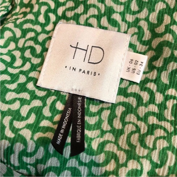Anthropologie 2 HD in Paris Sungarden Green Geometric Sleeveless Chiffon Blouse - Picture 8 of 8